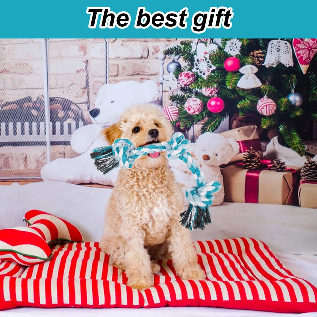 Vivifying 14 Inch Dog Rope Toys, Gift for Pets Dog Chew Toys Durable Braided Cotton Pet Chew Rope Toys 3 Knot Tough Rope Chew Toys for Small Dog Cat Puppy Teeth Cleaning Pink